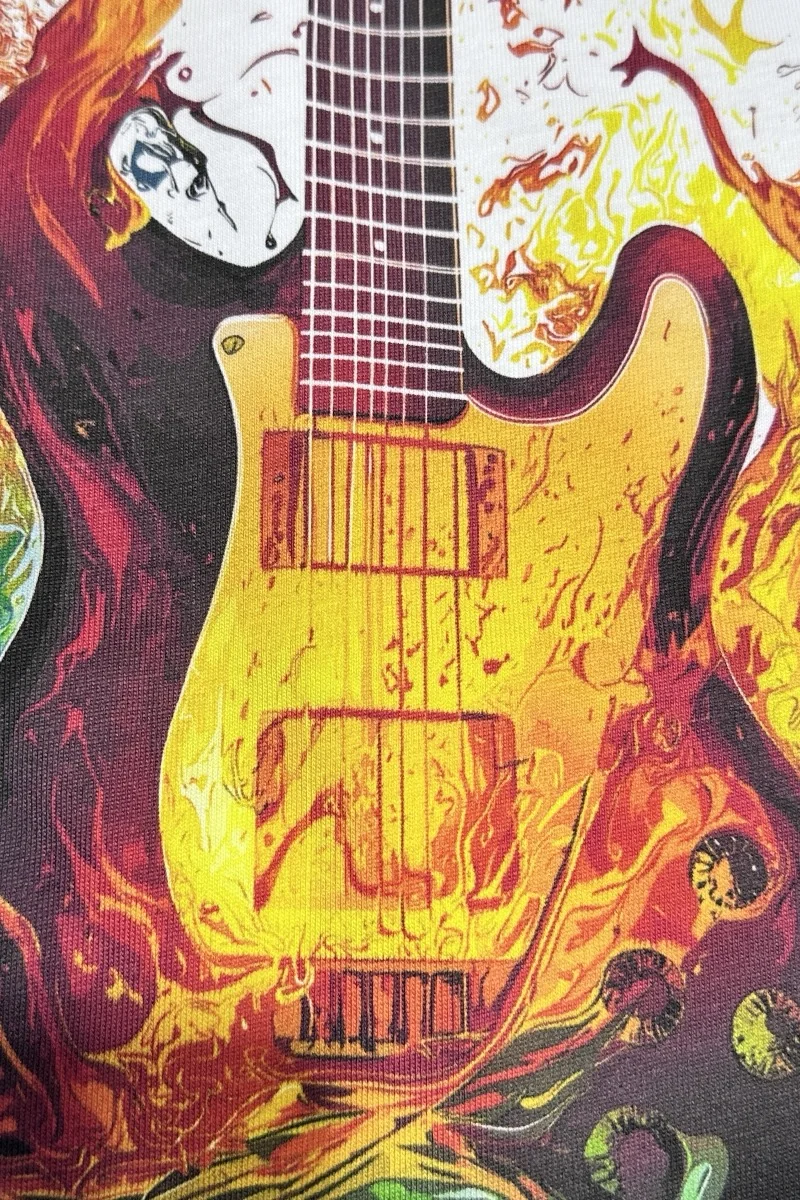 Imprion · guitare flammes · détail trame